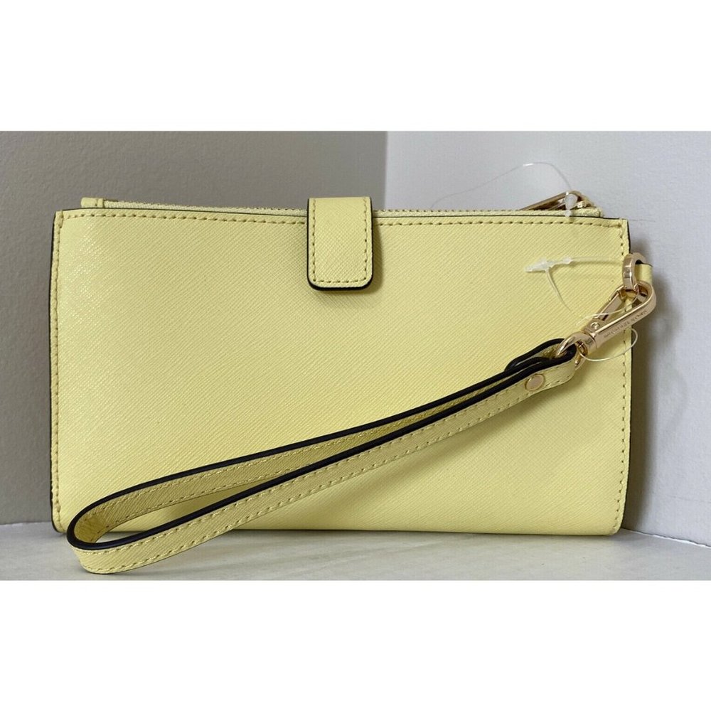 New Michael Kors Jet Set Travel Double zip wristlet Saffiano Leather Buttercup - Picture 3 of 6